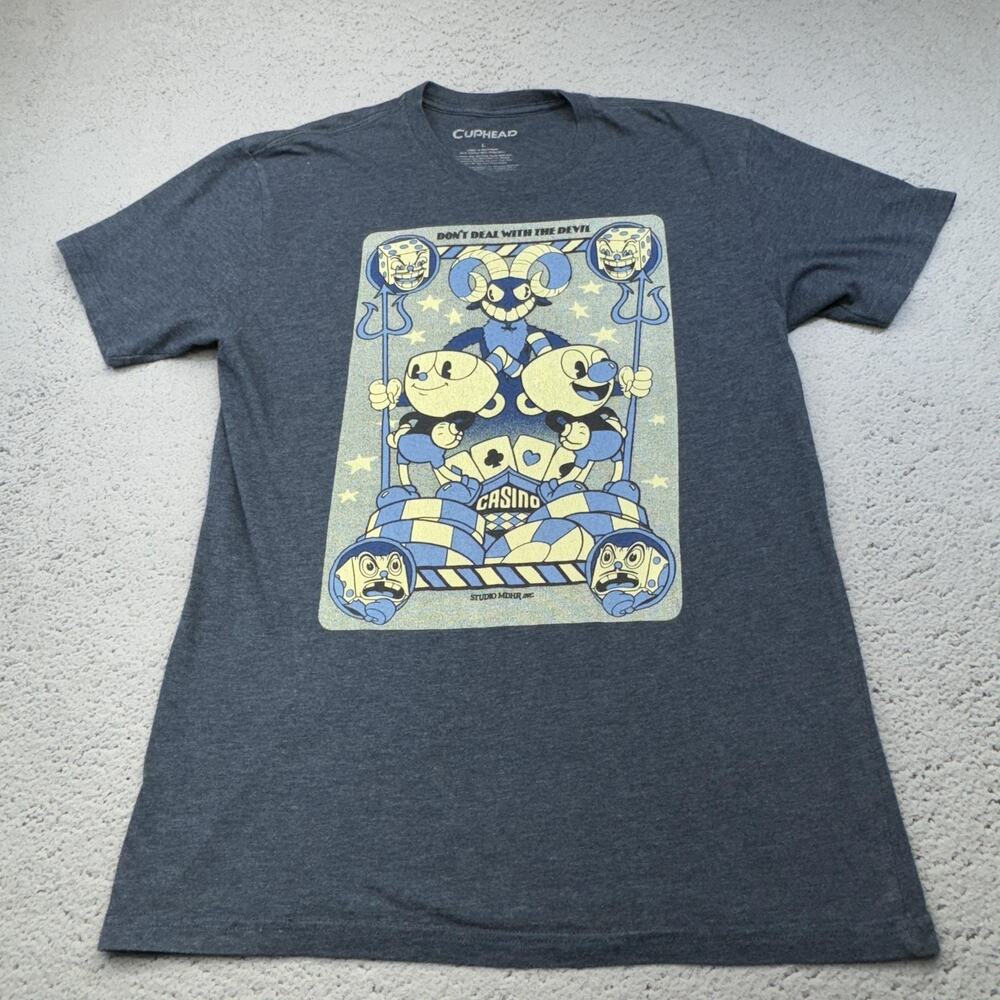 Cuphead Shirt Mens Large Heather Graphic Tee Video Game Dont Deal With the Devil